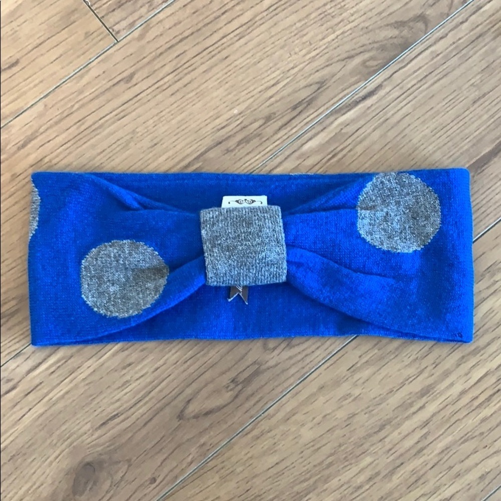 Qi Cashmere blue polka dot headband - Picture 2 of 15